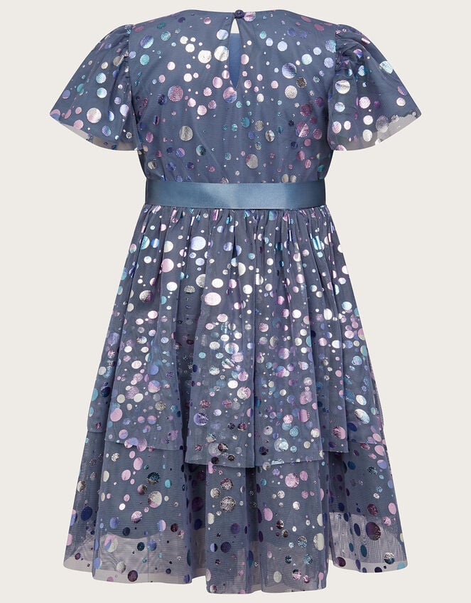 Foil Spot Dress in Recycled Polyester, Blue (BLUE), large