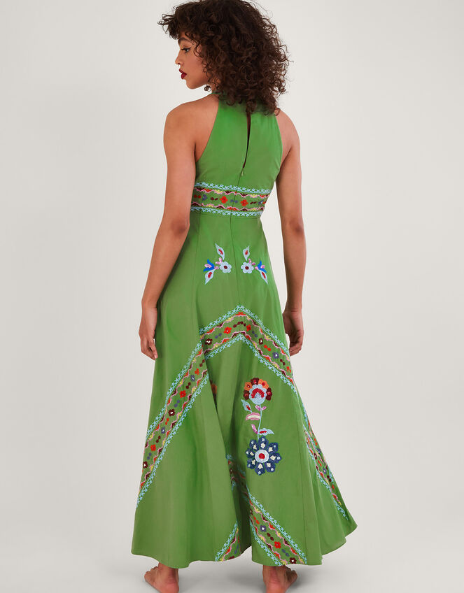 Shirley Ring Detail Embellished Maxi Dress, Green (GREEN), large