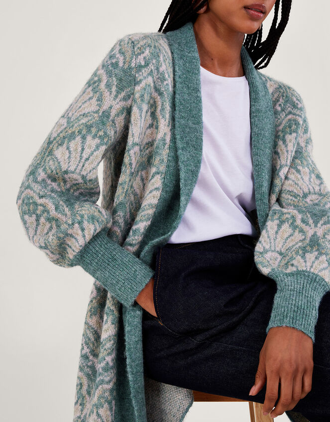 Jacquard Coatigan, Green (GREEN), large