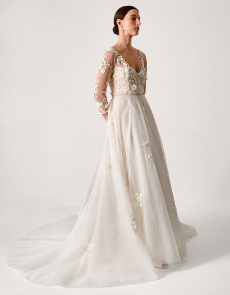 Lucy Embroidered Floral Maxi Wedding Dress, Ivory (IVORY), large