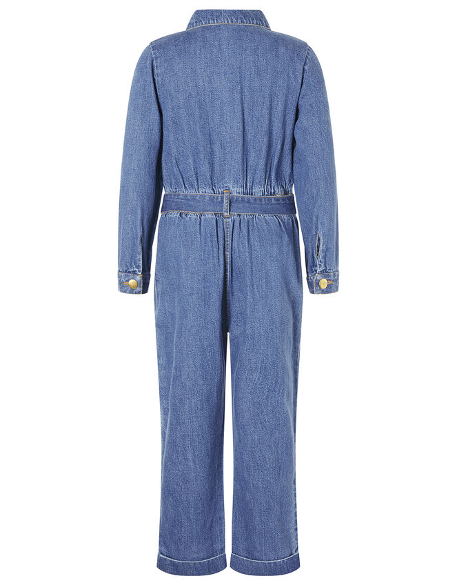 Long Sleeve Denim Jumpsuit, Blue (BLUE), large
