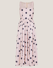 Sicily Polka Dot Fit & Flare Midi Dress, Ivory (IVORY), large