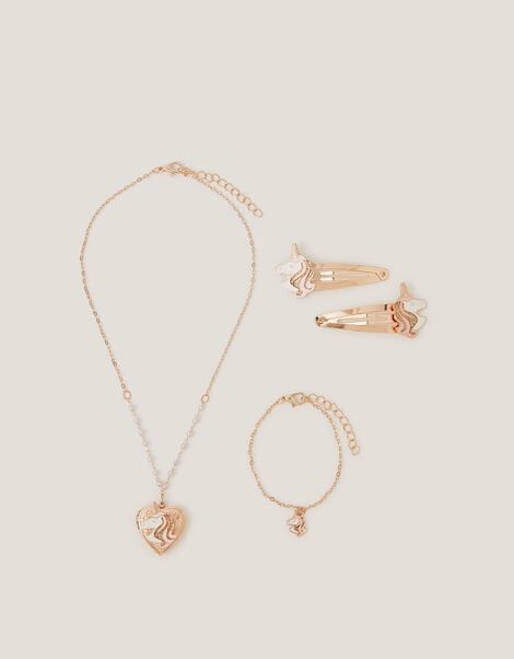 Unicorn Locket Jewellery & Hair Clips Set, , large