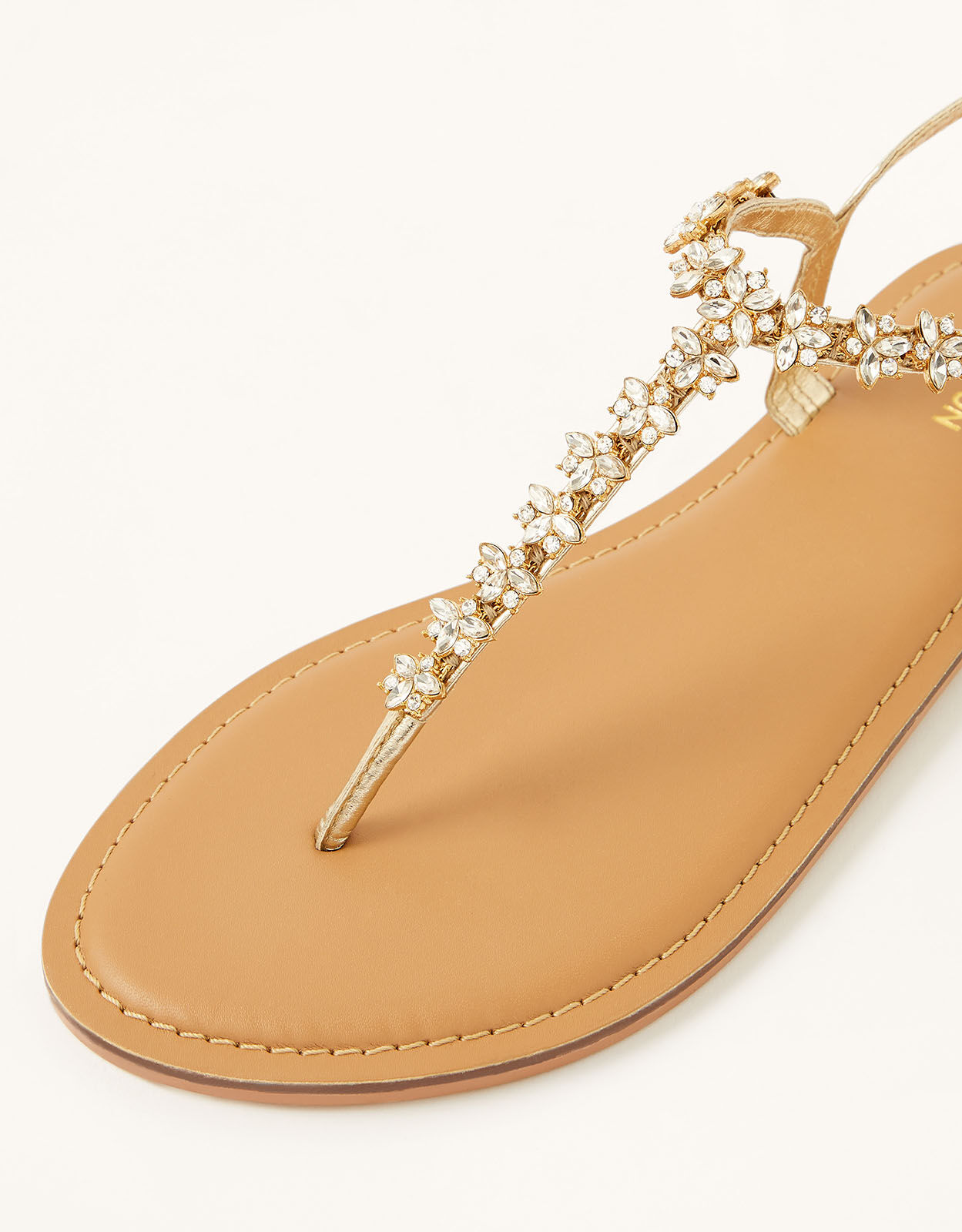 Embellished Toe Post Sandals Gold
