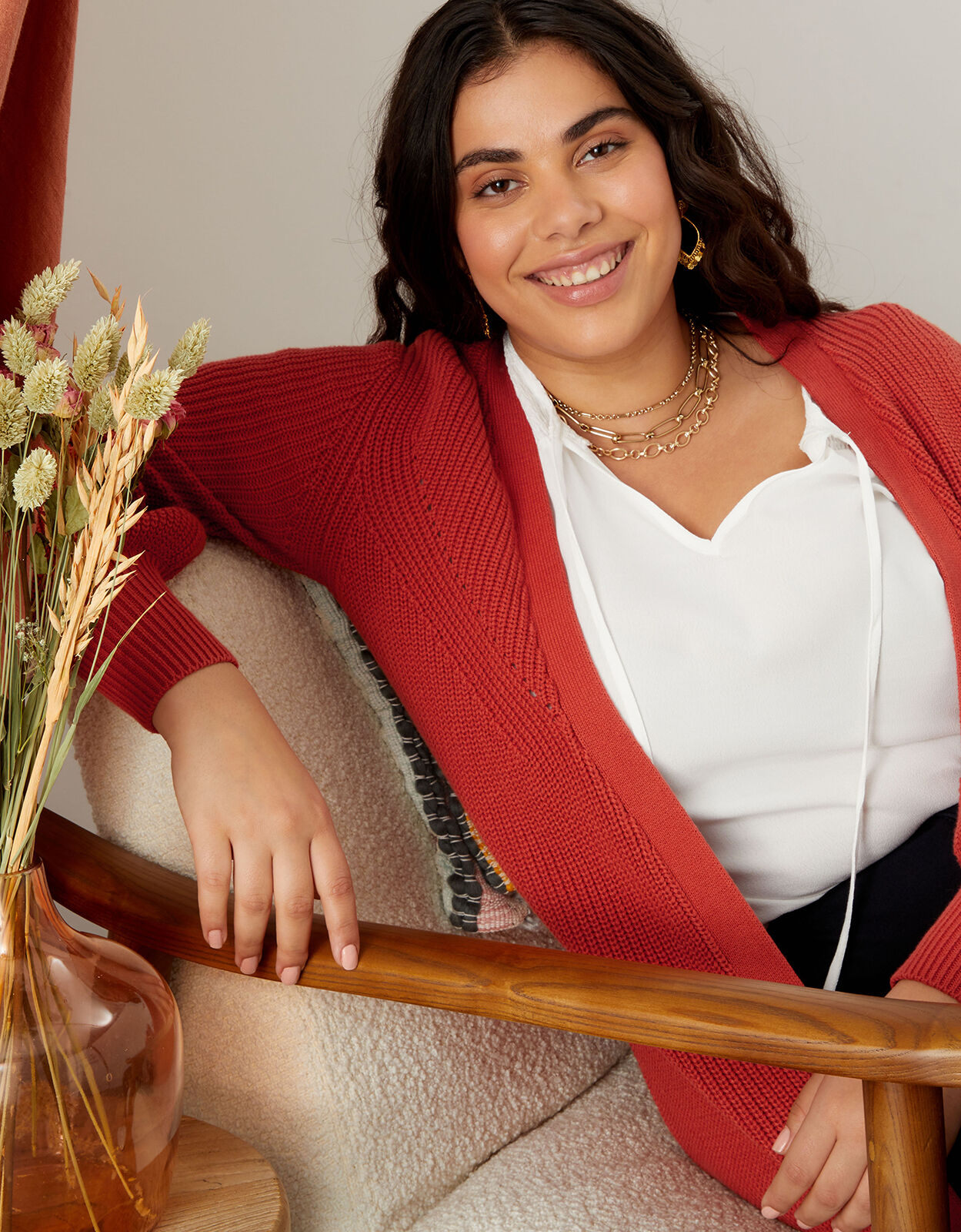 Ruby Cotton Rib Maxi Cardigan Orange 