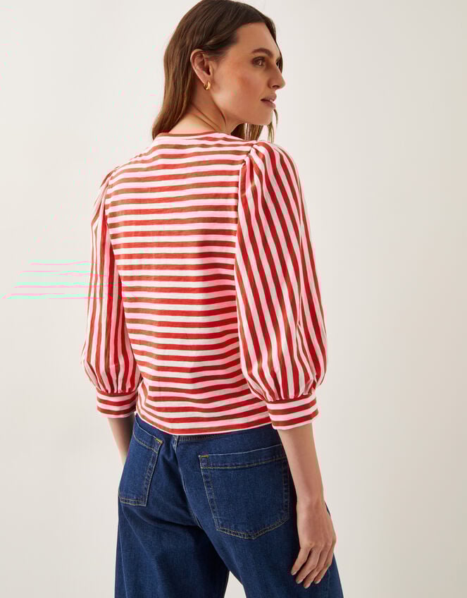Sally Stripe Jersey Top, Red (RED), large