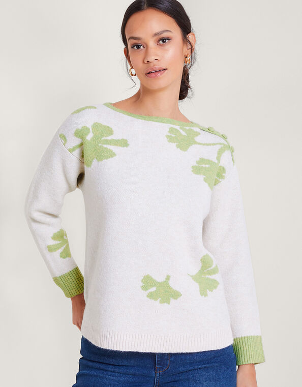 Pia Pattern Sweater, Ivory (IVORY), large