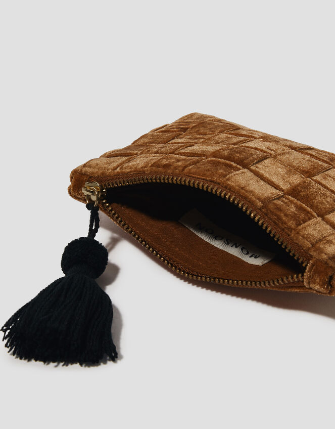 Woven Velvet Coin Purse, Gold (GOLD), large