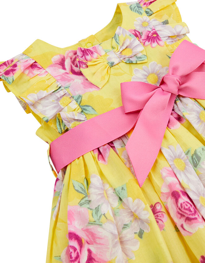 Newborn Baby Floral Dress Set, Yellow (YELLOW), large