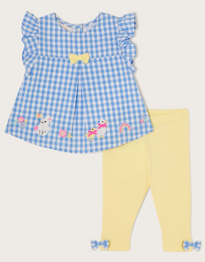 Newborn Gingham Farm Animal Set, Blue (BLUE), large