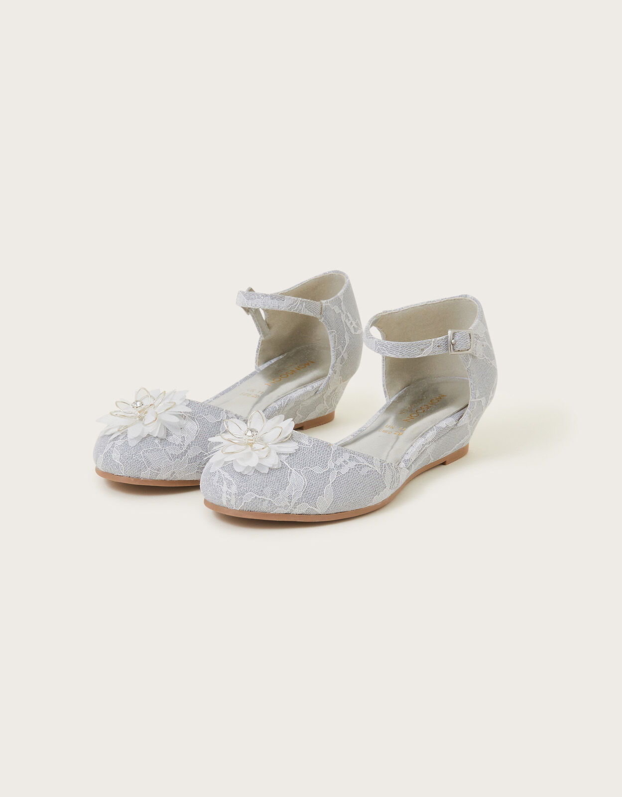 Flower Lace Wedges Silver