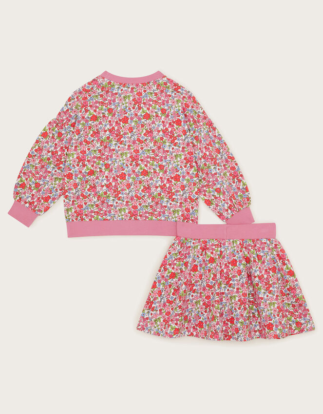 Ditsy Floral Sweatshirt and Skort Set, Pink (PINK), large