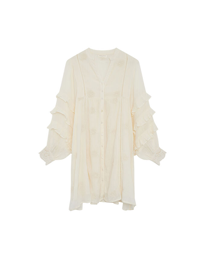 Maison Hotel Embroidered Short Dress, Ivory (IVORY), large