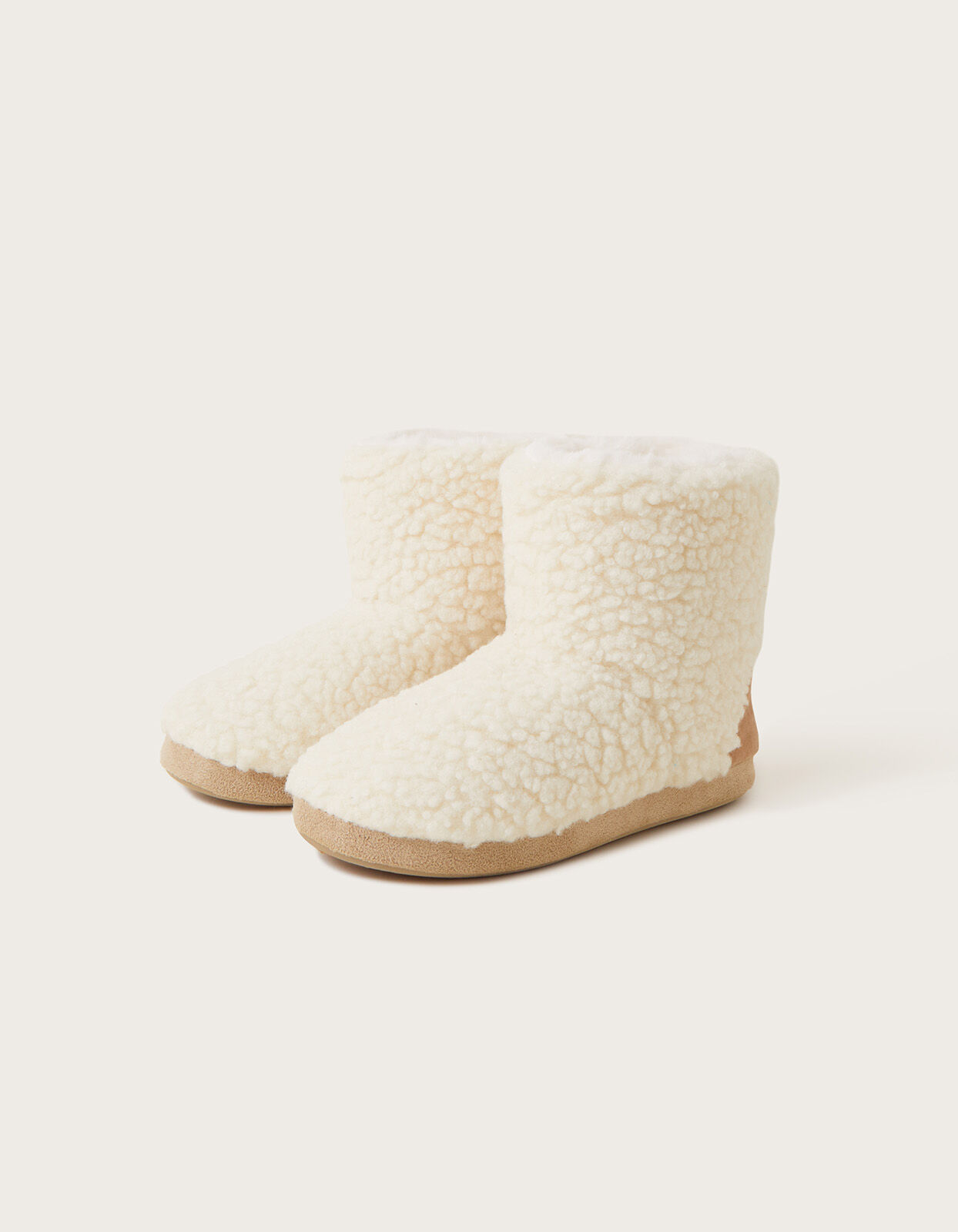 Faux Shearling Soft Slipper Boots Ivory