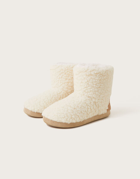 Faux Shearling Soft Slipper Boots Ivory, Ivory (IVORY), large