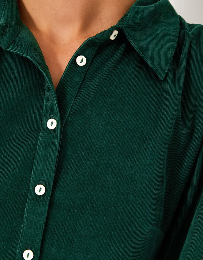 Adriana Corduroy Midi Shirt Dress, Green (GREEN), large
