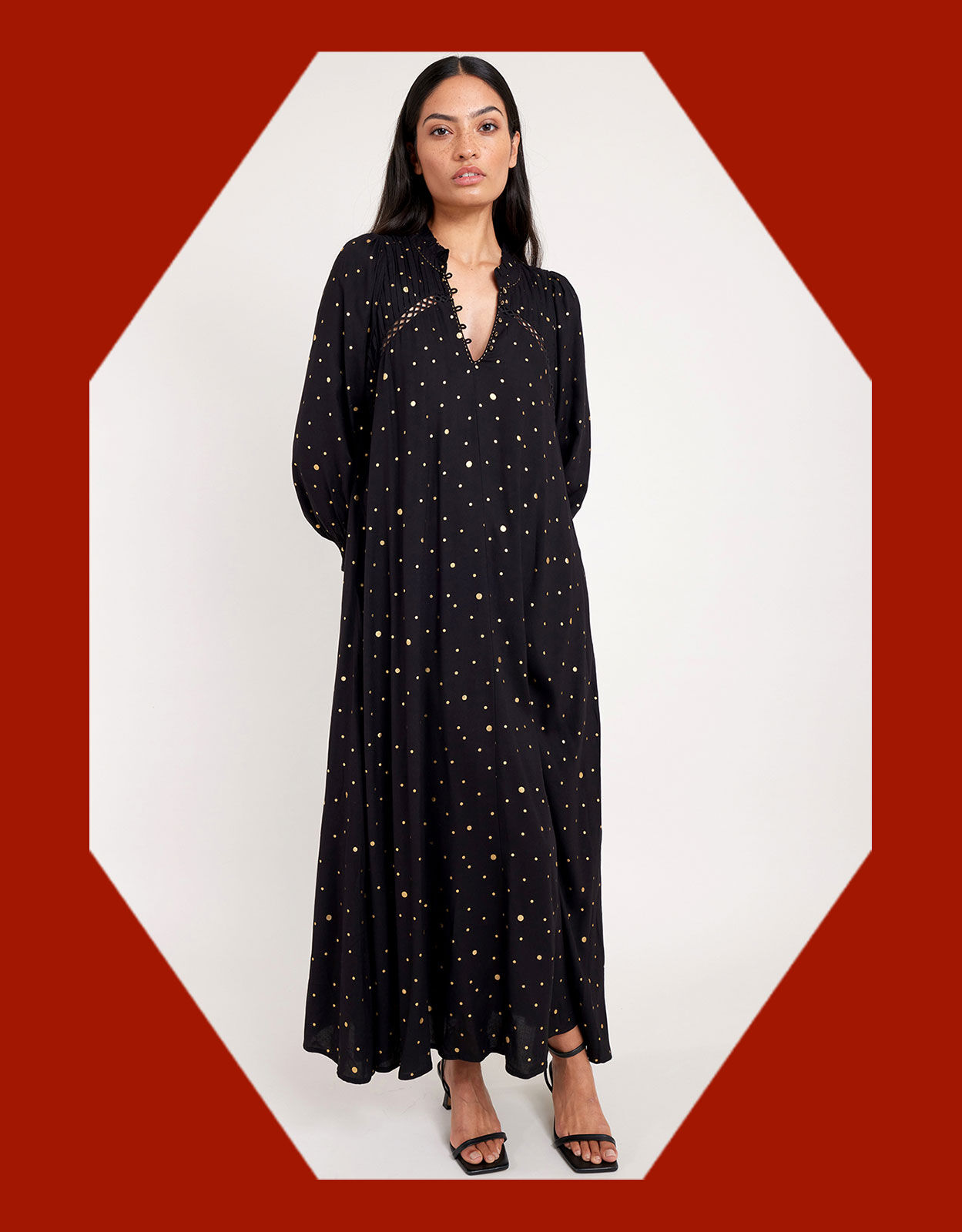 East Micah Foil Print Dress Black
