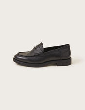 Leather Loafers, Black (BLACK), large