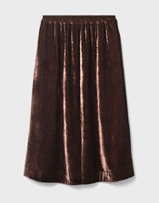 East Laurie Velvet Midi Skirt, Brown (DARK BROWN), large