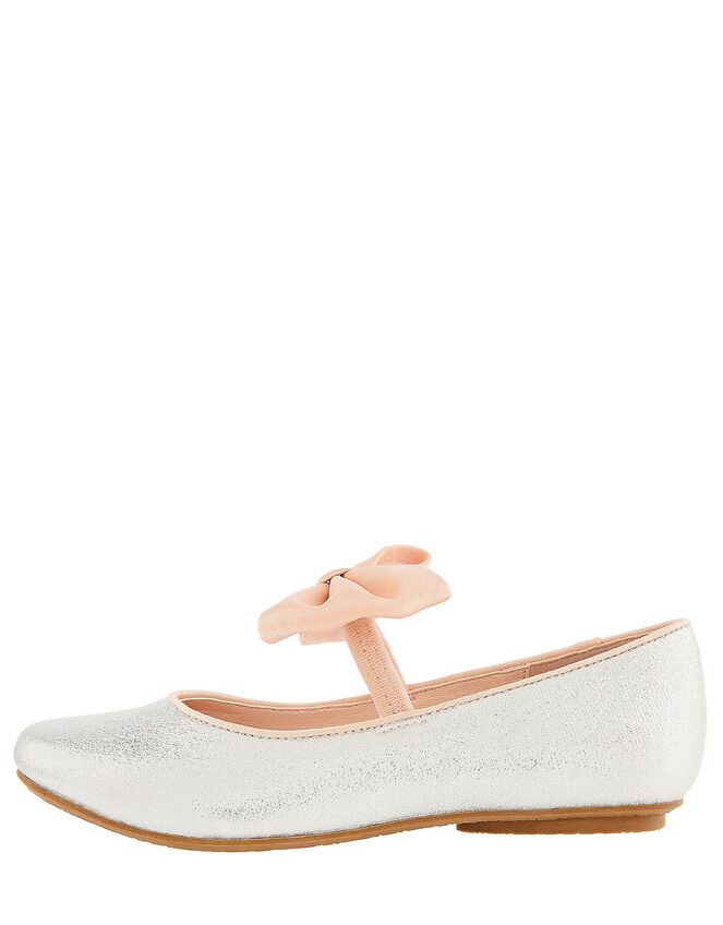 Samira Bow Glitter Ballerina Shoes, Silver (SILVER), large