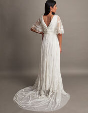 Julita Embroidered Lace Trim Bridal Dress, Ivory (IVORY), large