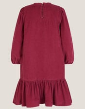 Embroidered Corduroy Tunic Dress, Pink (MAGENTA), large
