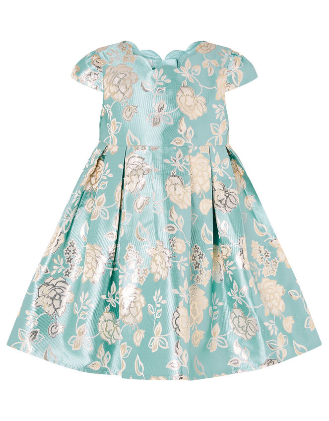 Baby Rose Jacquard Dress, Blue (AQUA), large