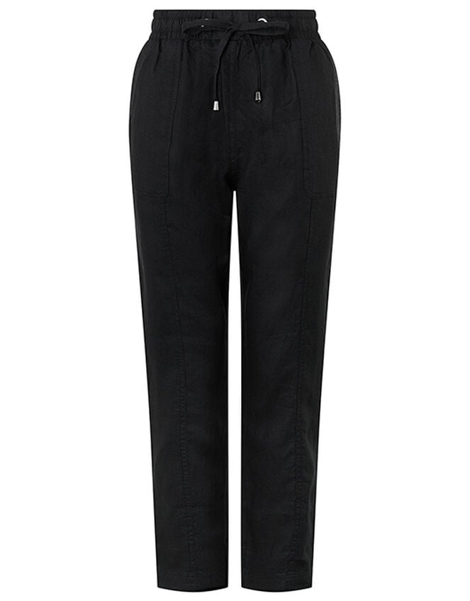 Lightweight Joggers in Pure Linen, Black (BLACK), large