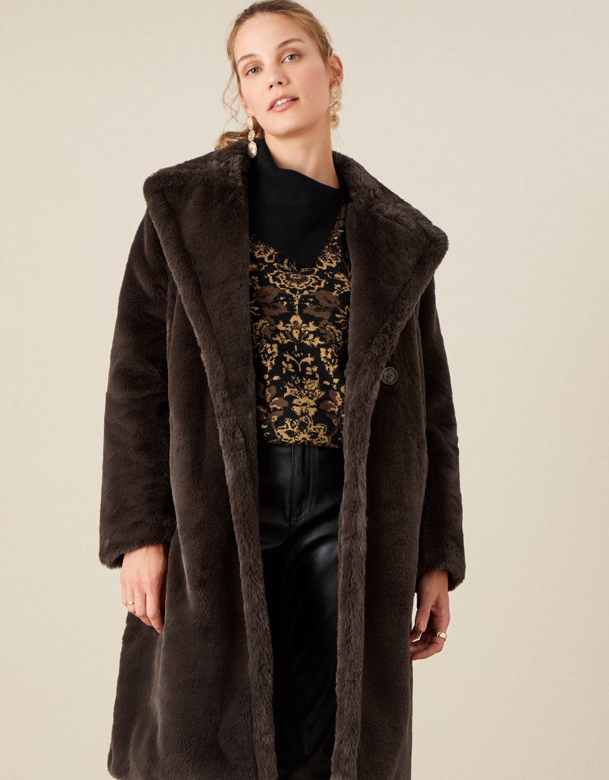 large faux fur coat