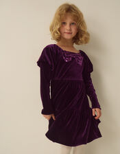 Verna Velvet Tiered Party Dress, Purple (PURPLE), large