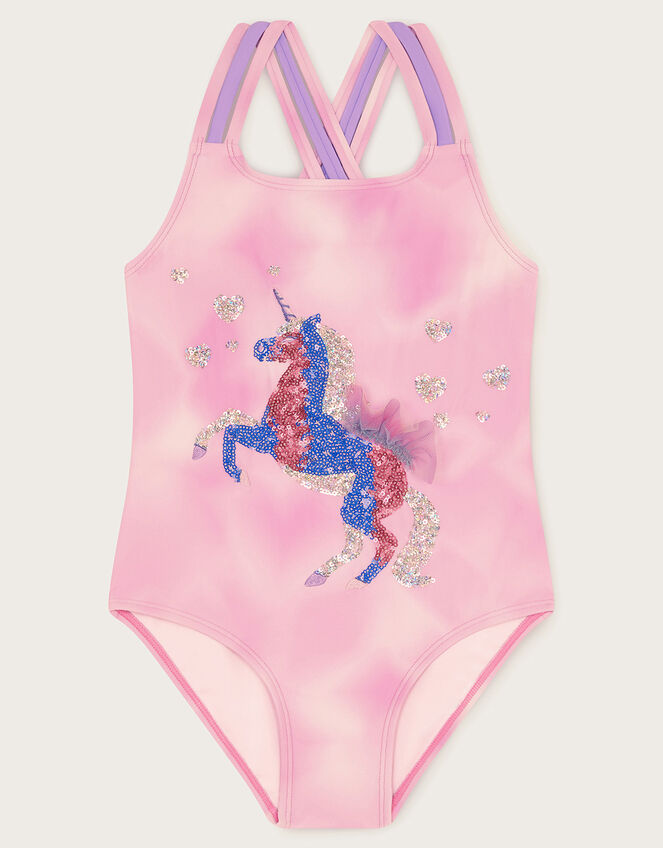 Embellished Unicorn Swimsuit, Pink (PALE PINK), large