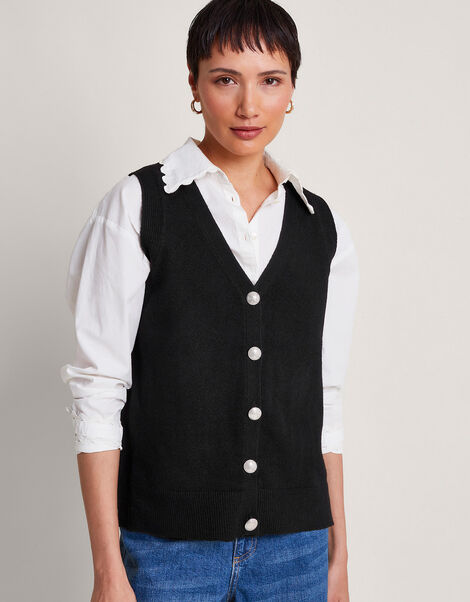 Bri Knit Sweater Vest, Black (BLACK), large