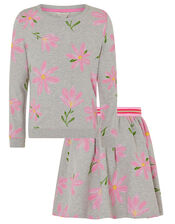 Floral Sweat Set in Organic Cotton, Grey (GREY), large
