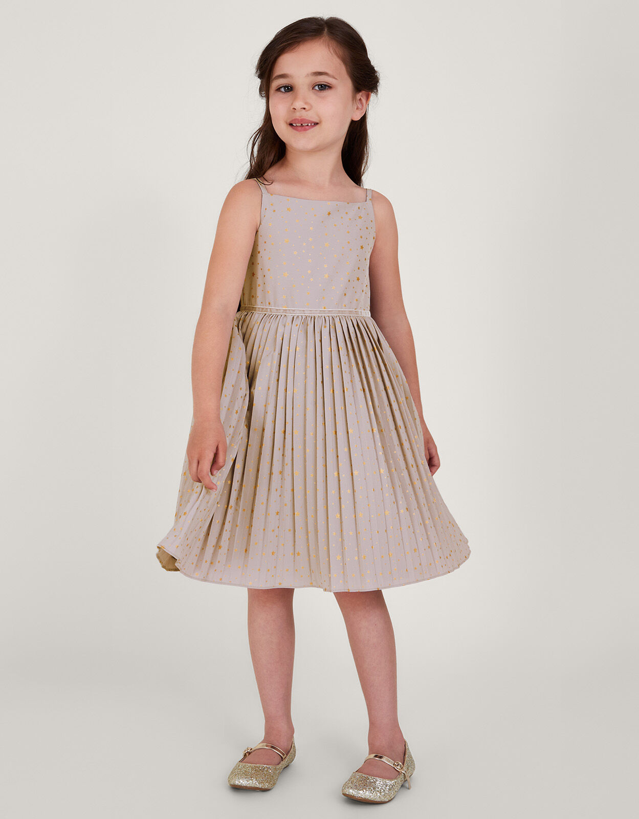 Angelina Cosmic Print Pleated Dress Purple Girls Dresses