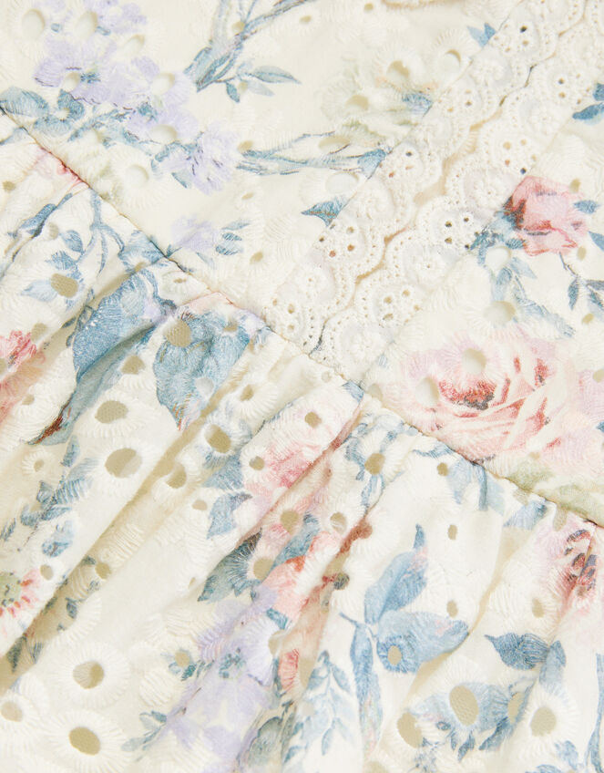 Ashleigh Short Sleeve Broderie Floral Dress, Multi (MULTI), large