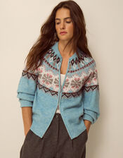 Fen Fair Isle Cardigan, Blue (BLUE), large