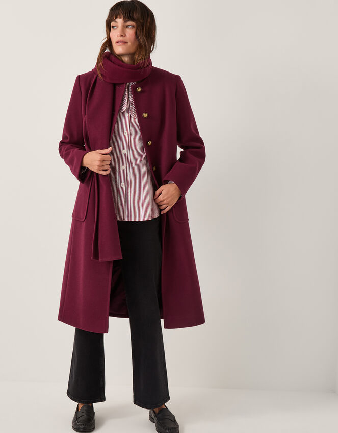 Alicia Scarf Coat, Red (BURGUNDY), large