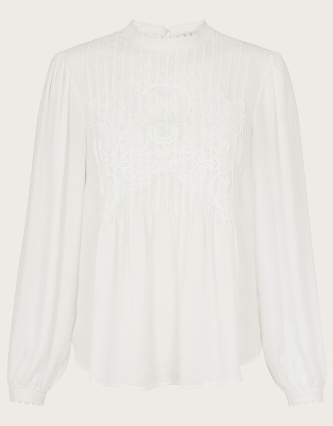 Isabel Lace Trim Blouse, Ivory (IVORY), large