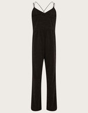 Shimmer Jersey Prom Jumpsuit, Black (BLACK), large