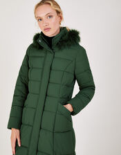 Morgan Hooded Padded Maxi Coat, Green (GREEN), large