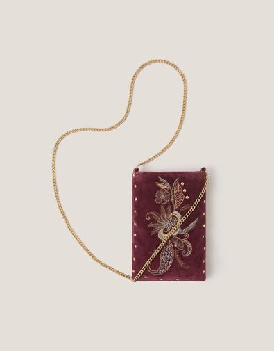 Lily Embroidered Phone Bag, , large