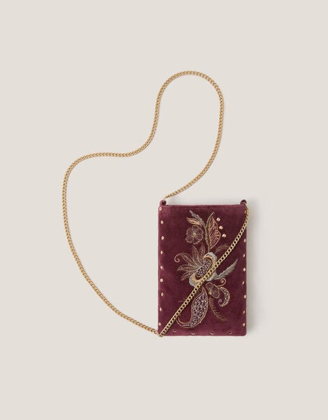 Lily Embroidered Phone Bag, , large