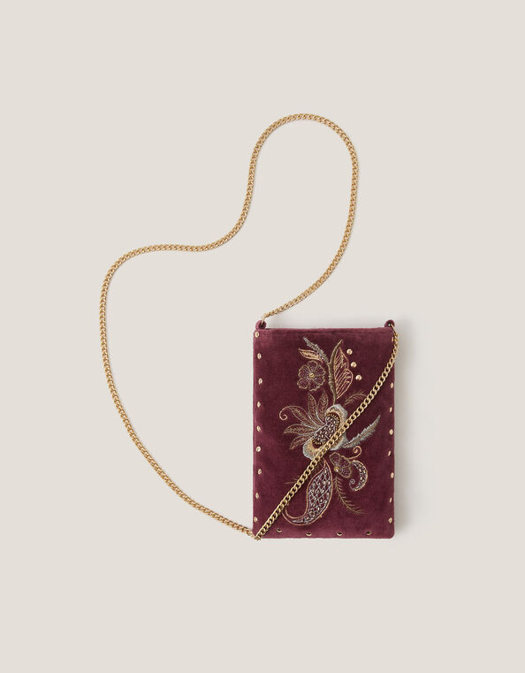 Lily Embroidered Phone Bag, , large