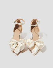Stacy Satin Bow Pointed Toe Heels, Ivory (IVORY), large