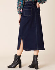 Denim Midi Skirt in Organic Cotton, Blue (DENIM BLUE), large