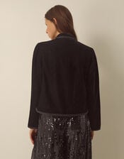 Viola Beaded Frogging Velvet Jacket, Black (BLACK), large