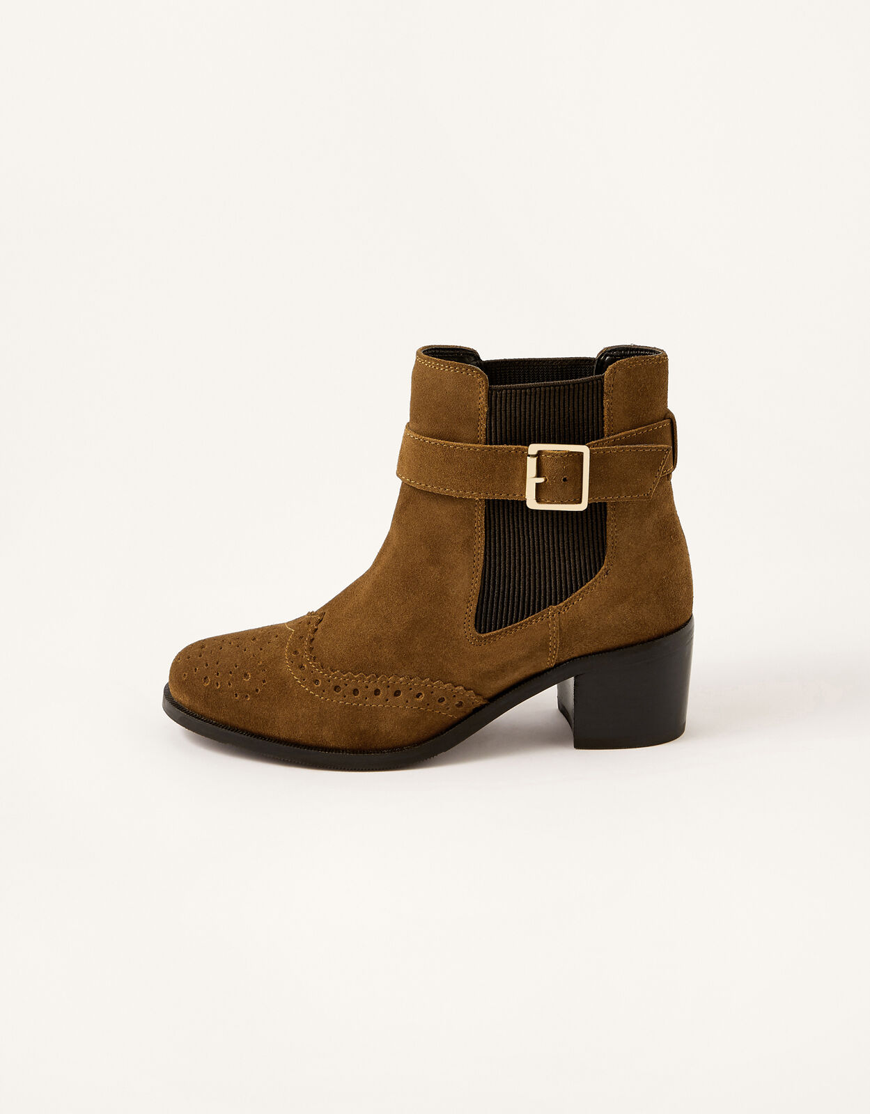 Sasha Suede Brogue Ankle Boots Tan