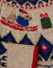 Christmas Snow Dog Fair Isle Sweater, Cream (CREAM), large