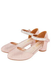 Diamante Strap Two-Part Heeled Shoes, Gold (ROSE GOLD), large