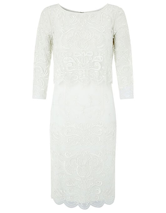 Camilla Embellished 2 Piece Short Wedding Dress Ivory Wedding